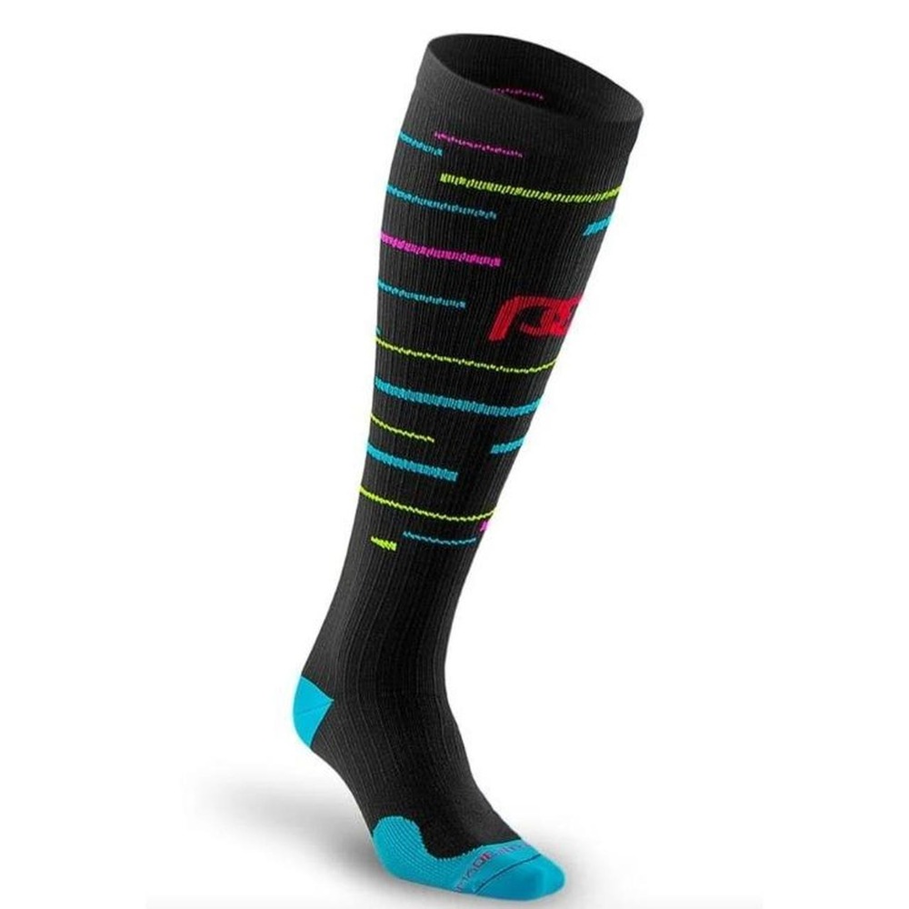 Womens Pro Compression Marathon Black Neon Stripes OTC Compression Socks sz L/XL